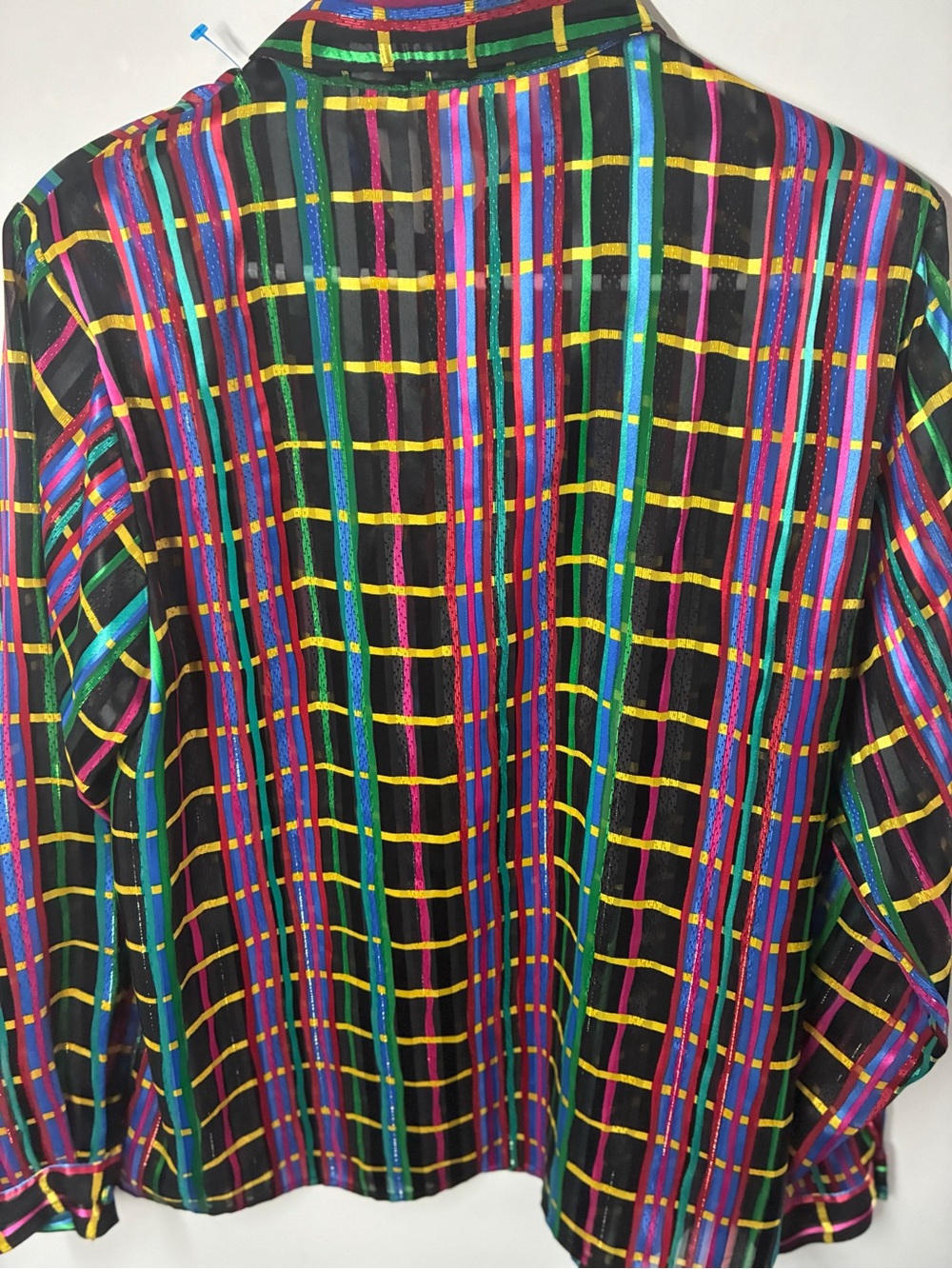 Yves St. Clair Black Multicolor Striped Plaid Button-Down Shirt - Picture 7 of 7